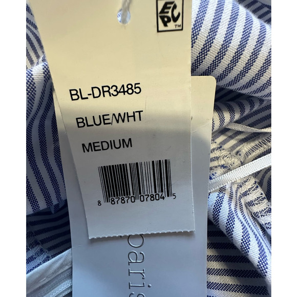 NWT Lucy Paris Blue and White Striped Deep V-Neck Eyelet Trim Dress Size M - Picture 6 of 8